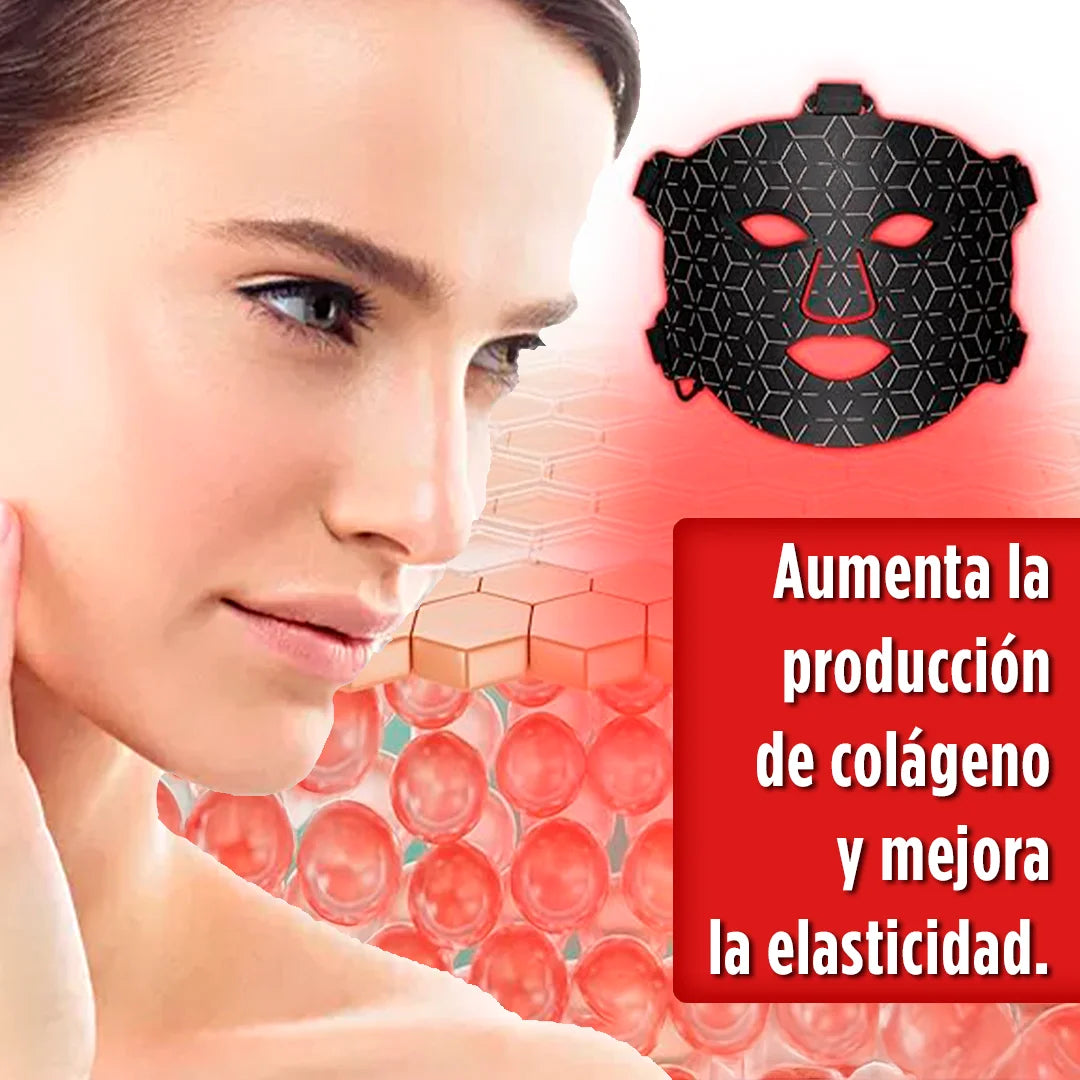 Máscara LED DermaLuz Pro con Luz Infrarroja – Silicona Flexible