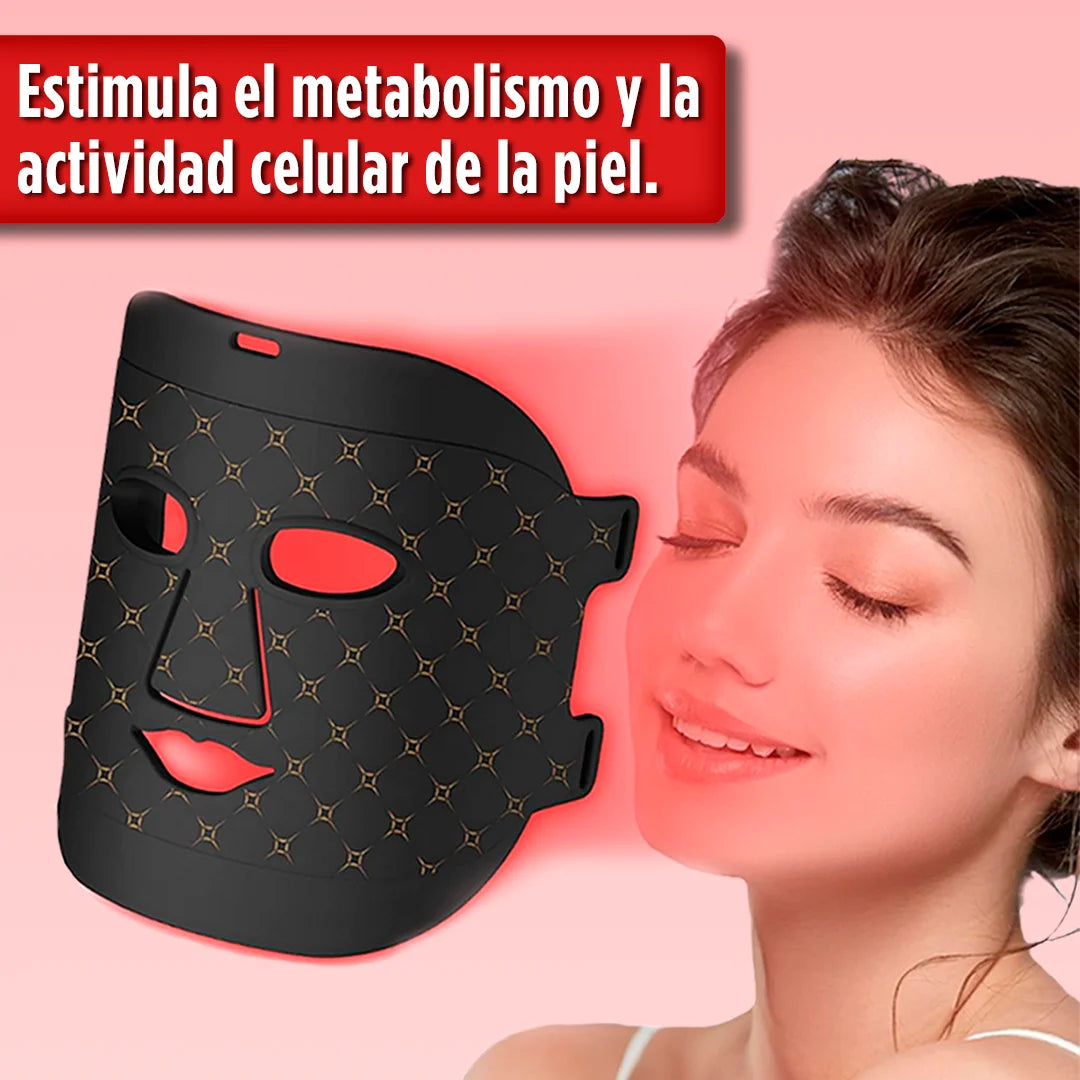 Máscara LED DermaLuz Pro con Luz Infrarroja – Silicona Flexible