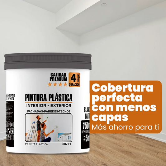 Pintura CubrePlus Mate — Alta Cobertura, Secado Rápido, Uso Interior y Exterior, Rinde hasta 5 m²