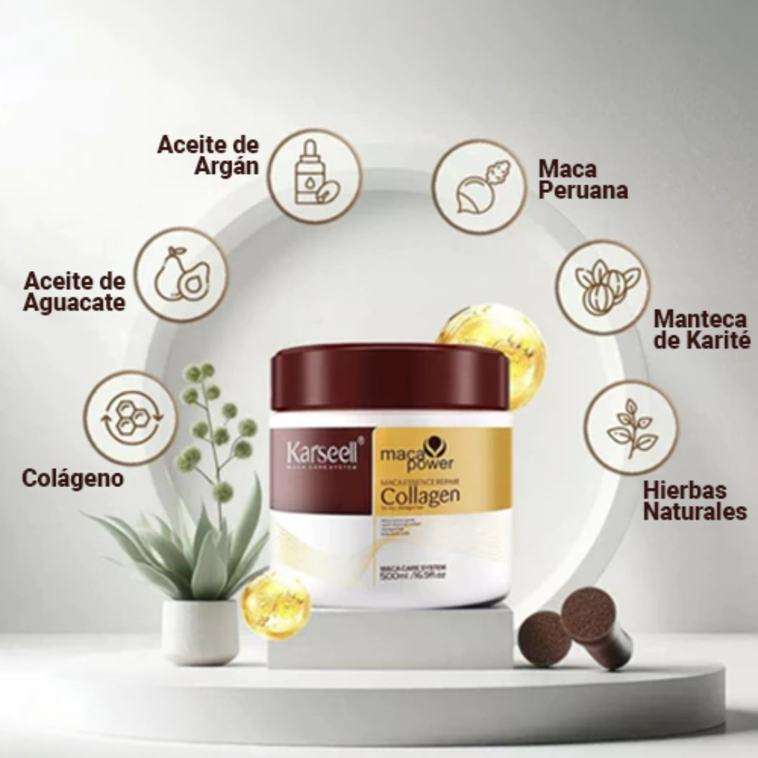 Máscara Desmaia Cabello - Karseell Colágeno 200g [Hidratación, Controla el Frizz, Alinea y Alisa]