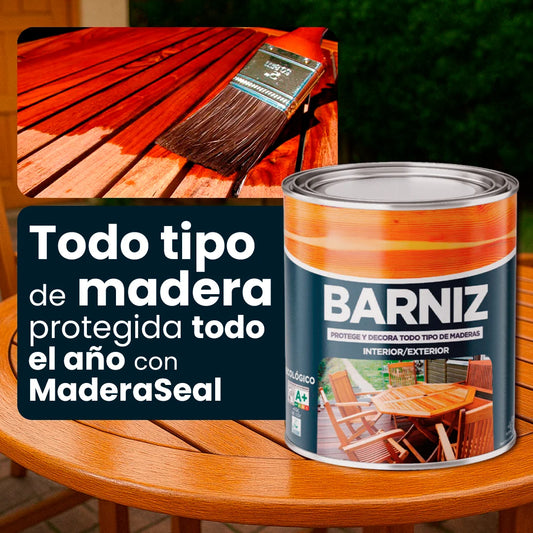 Sellador para Madera MaderaSeal - Protección Total Contra Humedad, Moho y Grietas | Uso Interior y Exterior en Cualquier Estación: Lluvia, Sol o Frío