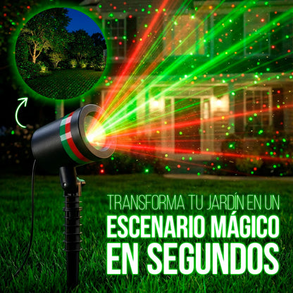 MagicGlow Proyector de Luz Láser Exterior hasta 300m² con Sensor Fotosensible