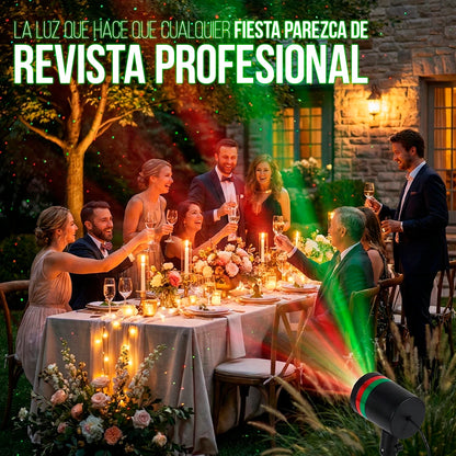 MagicGlow Proyector de Luz Láser Exterior hasta 300m² con Sensor Fotosensible