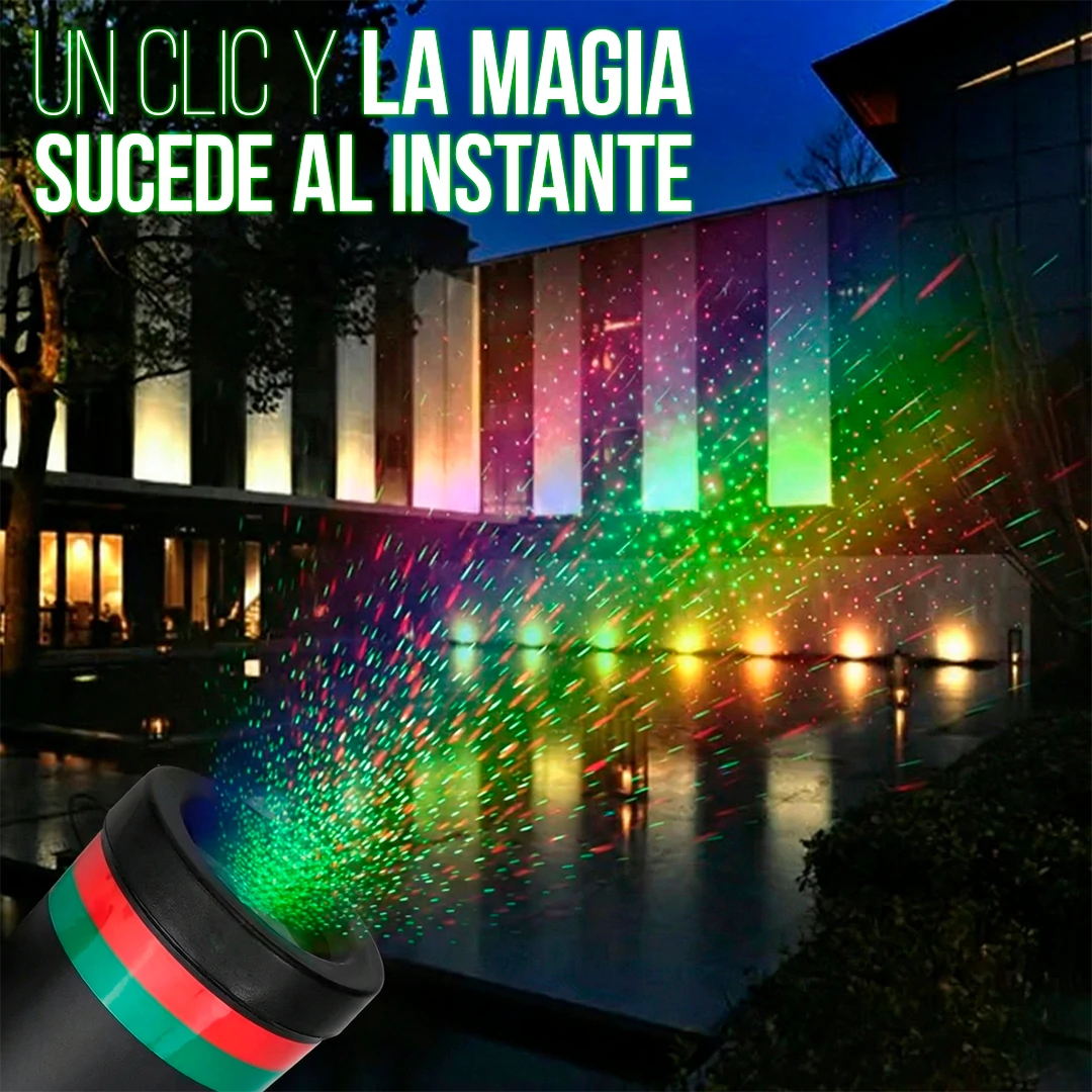 MagicGlow Proyector de Luz Láser Exterior hasta 300m² con Sensor Fotosensible