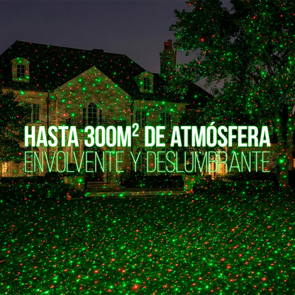 MagicGlow Proyector de Luz Láser Exterior hasta 300m² con Sensor Fotosensible