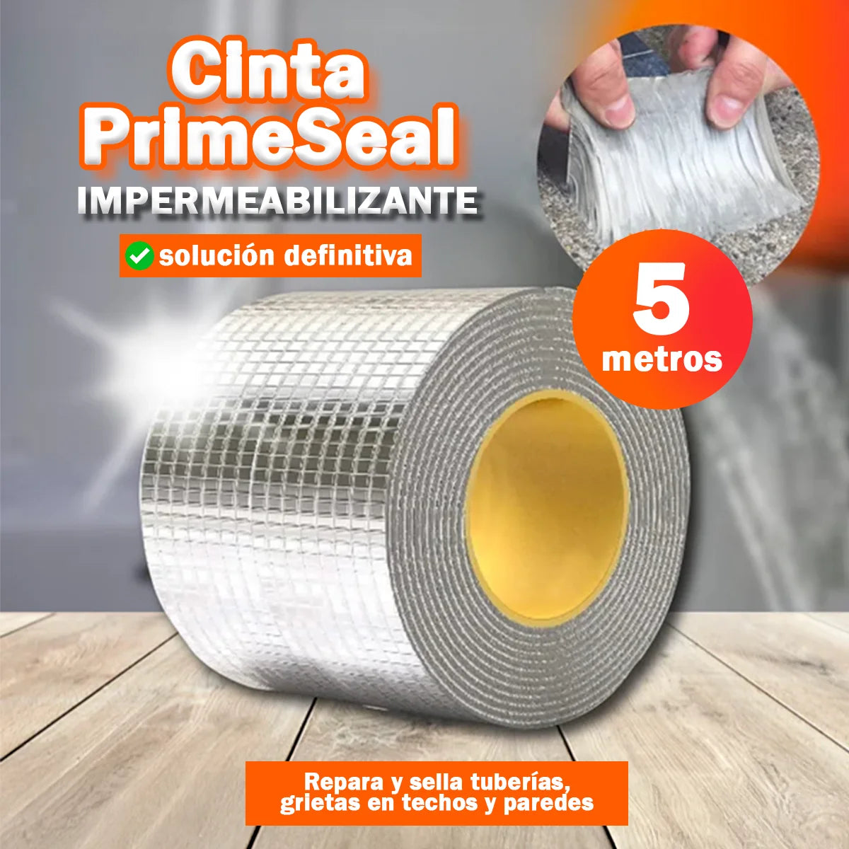 Cinta Impermeabilizante PrimeSeal – 5 metros | Repara filtraciones
