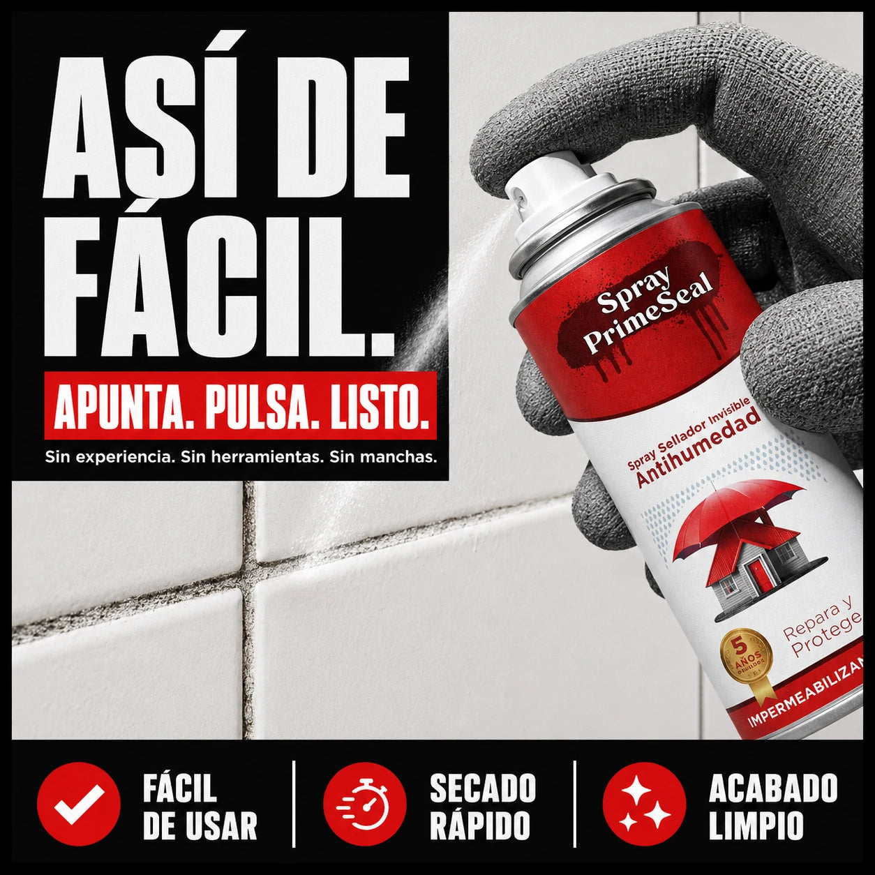 Spray PrimeSeal: Sellador Impermeabilizante para Grietas, Juntas y Humedad