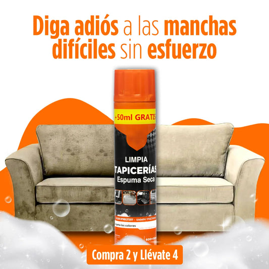 Espuma Seca Brillo Fácil 650ml – Limpieza Rápida y Sin Enjuague para Sofás, Alfombras y Asientos de Coche