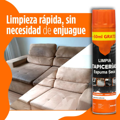 Espuma Seca Brillo Fácil 650ml – Limpieza Rápida y Sin Enjuague para Sofás, Alfombras y Asientos de Coche
