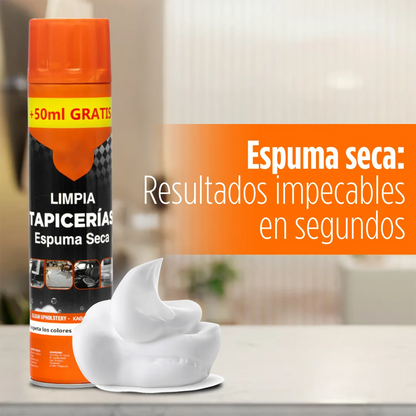 Espuma Seca Brillo Fácil 650ml – Limpieza Rápida y Sin Enjuague para Sofás, Alfombras y Asientos de Coche